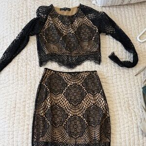 For Love And Lemons Black Lace Overlay Set
